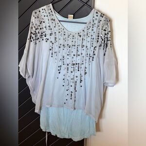 Gold Hawk showstopper top with sequins. Size S. Comes with tank top.